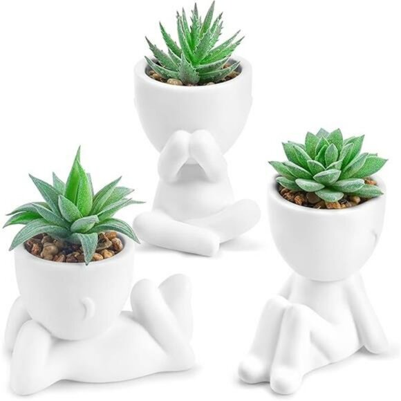 Set of 3 Fake Succulent Plants Small Artificial Potted Greenery for Desk Home De - Picture 7 of 7